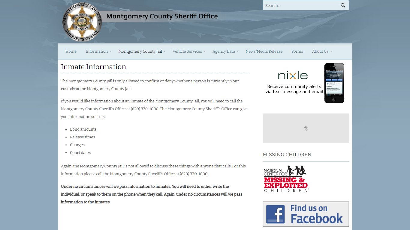 Inmate Information | Montgomery County Sheriff's Office Website